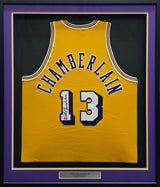 Los Angeles Lakers Wilt Chamberlain Autographed Framed Gold Jersey JSA #ZZ42005