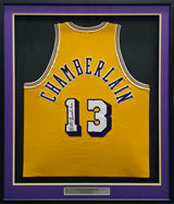 Los Angeles Lakers Wilt Chamberlain Autographed Framed Gold Jersey JSA #ZZ42005