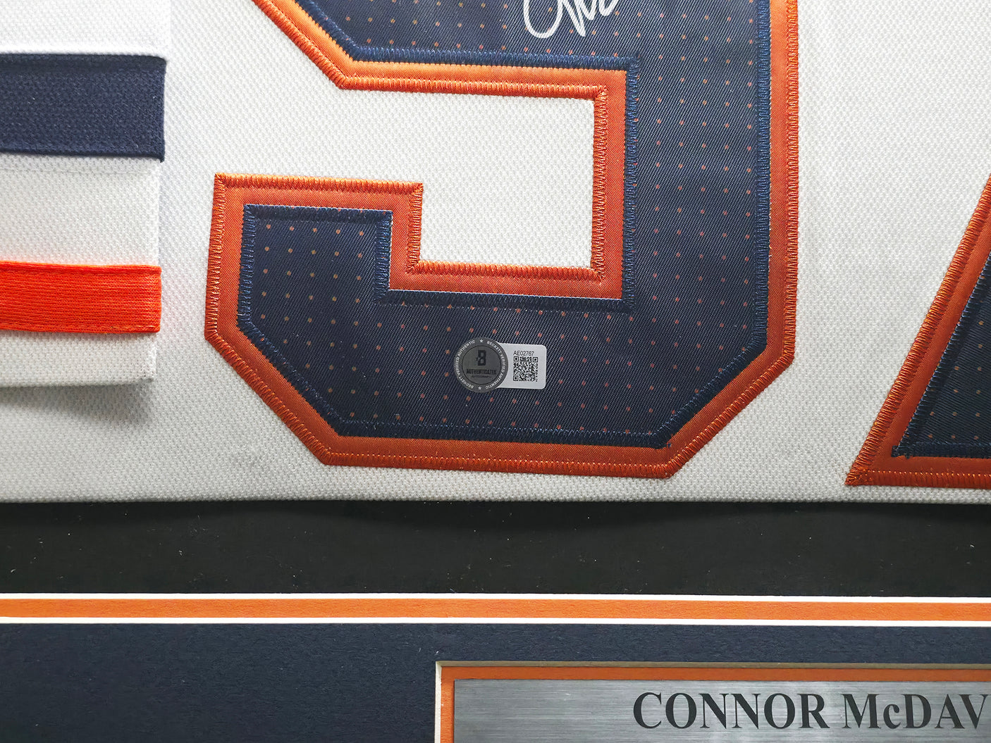 Edmonton Oilers Connor McDavid Autographed Framed White Adidas Jersey Beckett BAS QR #AE02767