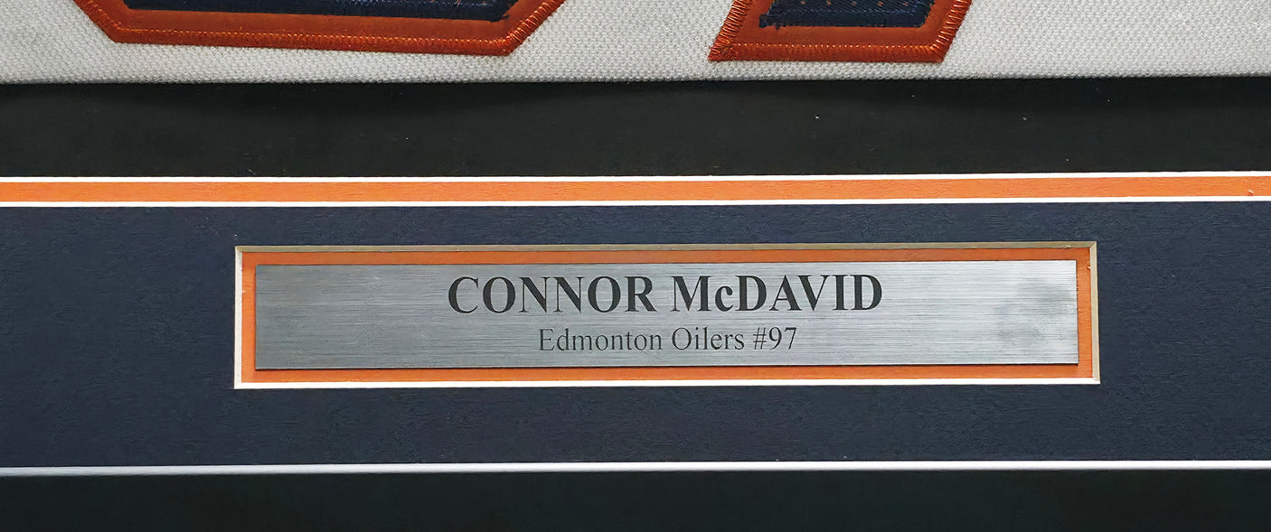 Edmonton Oilers Connor McDavid Autographed Framed White Adidas Jersey Beckett BAS QR #AE02767