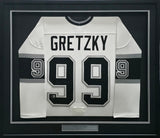Los Angeles Kings Wayne Gretzky Autographed Framed White Jersey Beckett BAS #AE16695