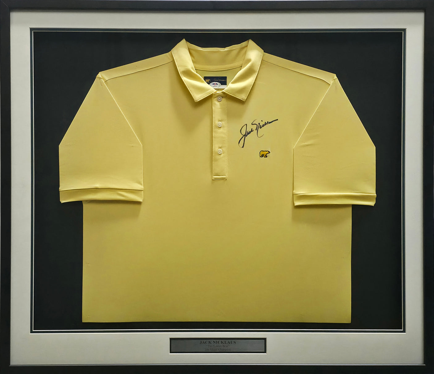 Jack Nicklaus Autographed Yellow Framed "Golden Bear" Polo PSA/DNA #AJ45477