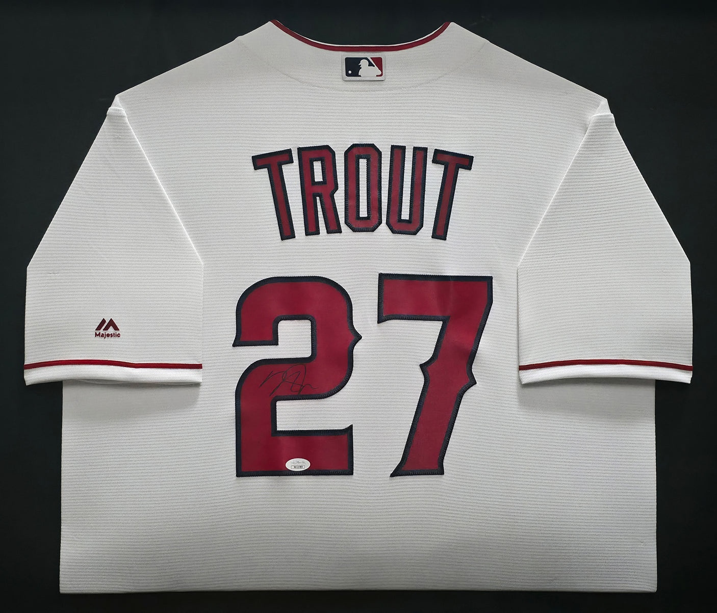 Los Angeles Angels Mike Trout Autographed Framed White Majestic Jersey JSA #XX12789