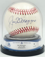 Joe DiMaggio Autographed Official AL Baseball New York Yankees Auto Grade Mint 9 Beckett BAS #18630579