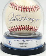Joe DiMaggio Autographed Official AL Baseball New York Yankees Auto Grade Mint 9 Beckett BAS #18630433