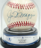 Joe DiMaggio Autographed Official AL Baseball New York Yankees Auto Grade Near Mint/Mint 8 Beckett BAS #18630413
