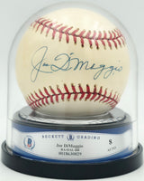 Joe DiMaggio Autographed Official AL Baseball New York Yankees Auto Grade Near Mint/Mint 8 Beckett BAS #18630829