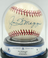 Joe DiMaggio Autographed Official AL Baseball New York Yankees Auto Grade Near Mint/Mint 8 Beckett BAS #18630829