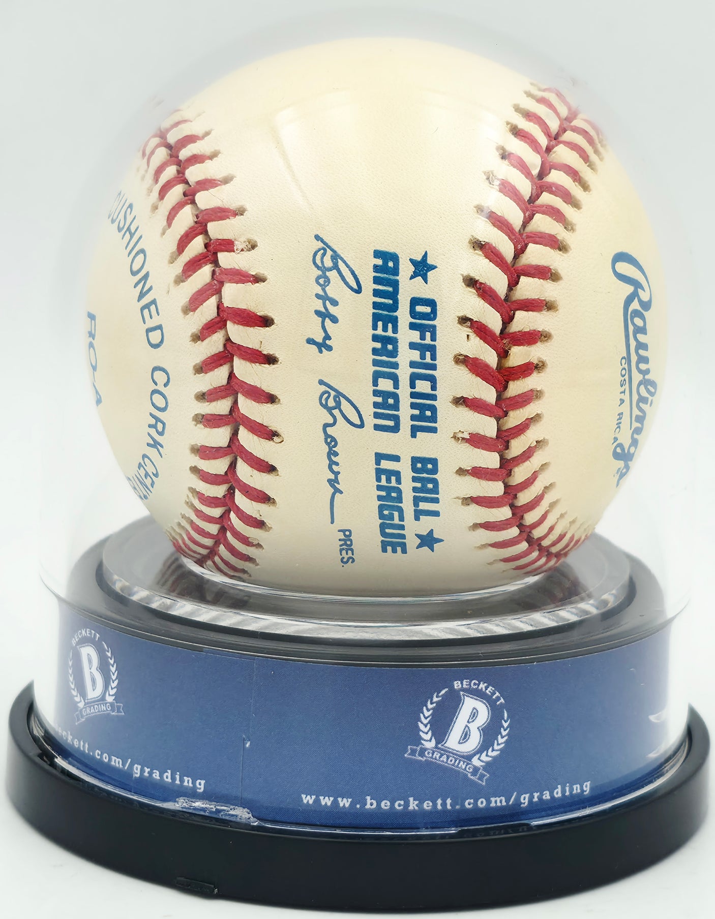 Joe DiMaggio Autographed Official AL Baseball New York Yankees Auto Grade Near Mint/Mint 8 Beckett BAS #18630829