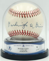 Burleigh Grimes Autographed Official AL Baseball Brooklyn Dodgers Auto Grade Mint 9 Beckett BAS #18630783
