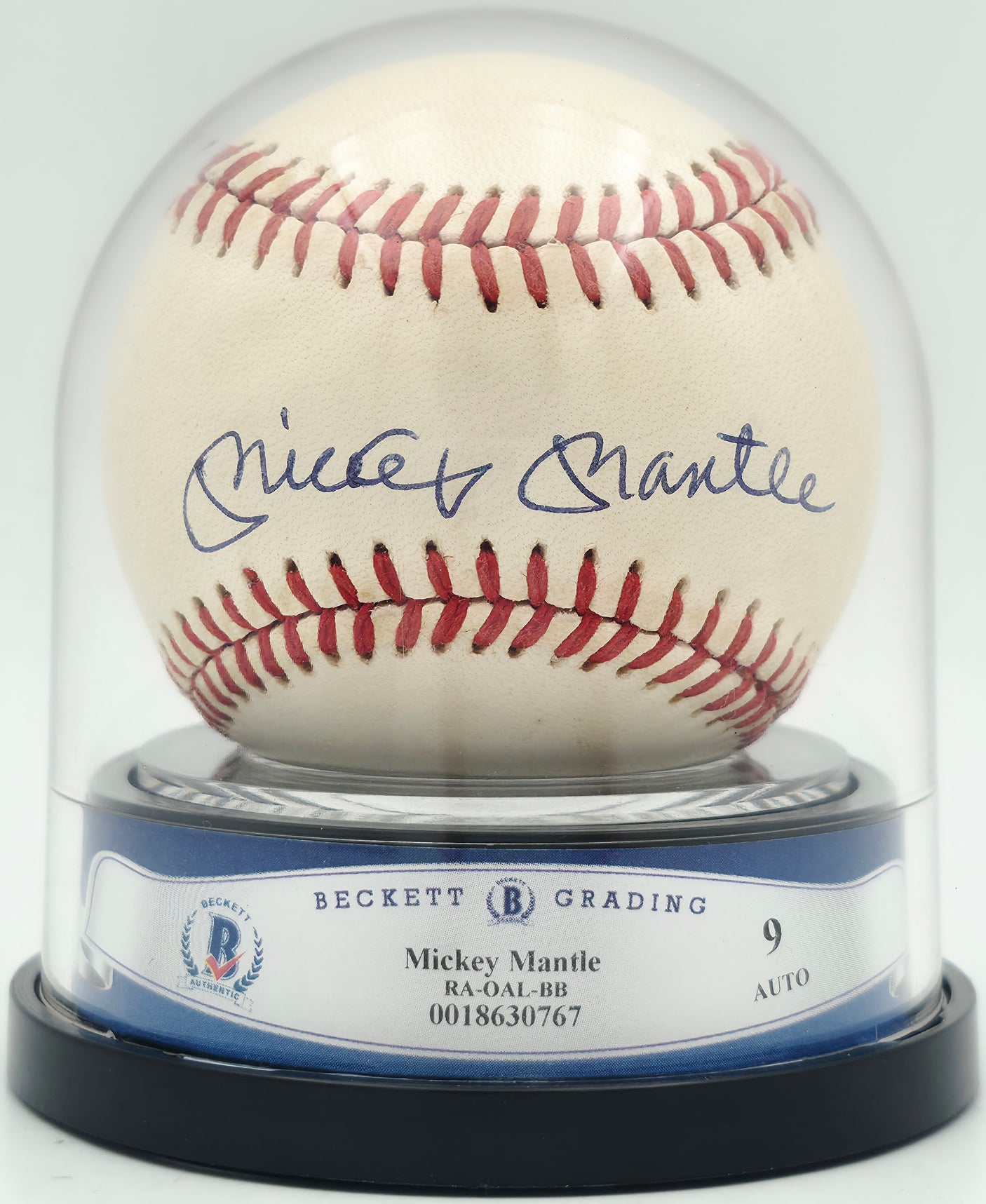Mickey Mantle Autographed Official AL Baseball New York Yankees Auto Grade Mint 9 Beckett BAS #18630767
