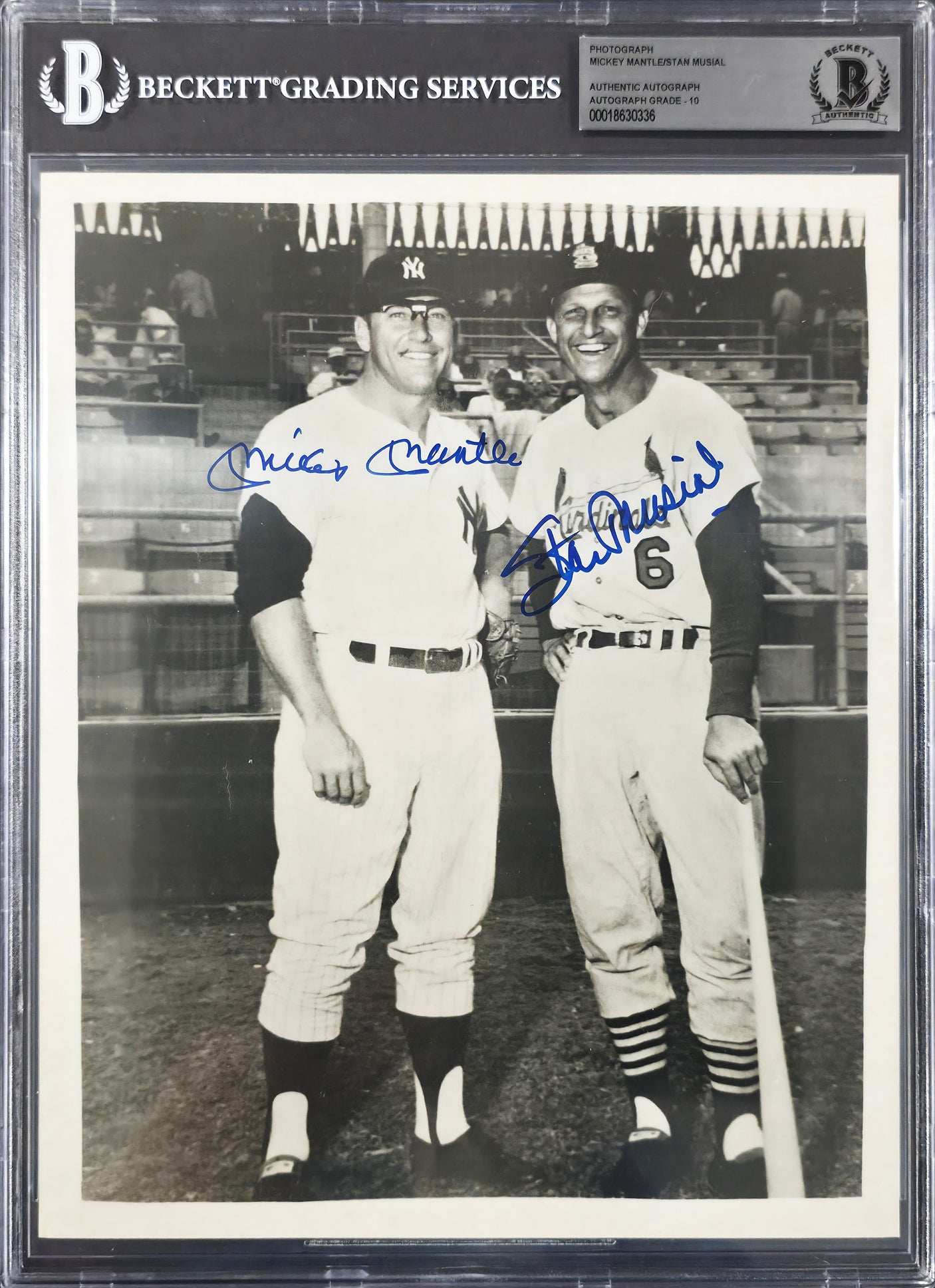 Mickey Mantle & Stan Musial Autographed 8x10 Photo Auto Grade Gem Mint 10 Beckett BAS #18630336