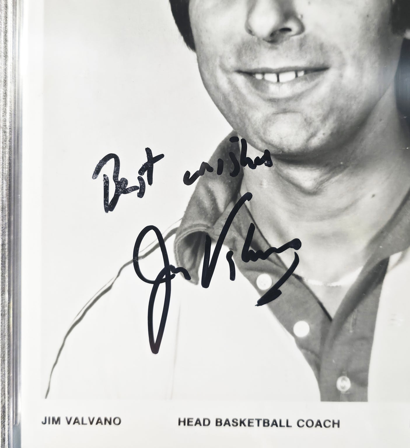 Jim Valvano Autographed 8x10 Photo NC State Auto Grade Gem Mint 10 "Best Wishes" Beckett BAS #18630342