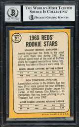 Johnny Bench Autographed 1968 Topps Rookie Card #247 Cincinnati Reds Auto Grade Gem Mint 10 Beckett BAS #18629849