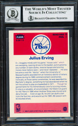 Julius Dr. J Erving Autographed 1986-87 Fleer Sticker Card #5 Philadelphia 76ers Auto Grade Gem Mint 10 Beckett BAS #18629778