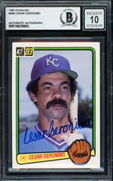 Cesar Geronimo Autographed 1983 Donruss Card #448 Kansas City Royals Auto Grade Gem Mint 10 Beckett BAS #18629863