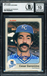 Cesar Geronimo Autographed 1983 Fleer Card #112 Kansas City Royals Auto Grade Gem Mint 10 Beckett BAS #18629583