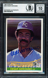 Cesar Geronimo Autographed 1984 Donruss Card #252 Kansas City Royals Auto Grade Gem Mint 10 Beckett BAS #18629878