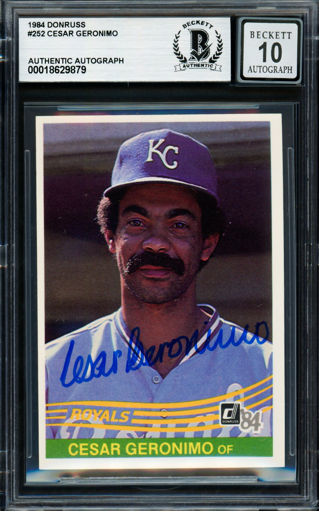 Cesar Geronimo Autographed 1984 Donruss Card #252 Kansas City Royals Auto Grade Gem Mint 10 Beckett BAS #18629879