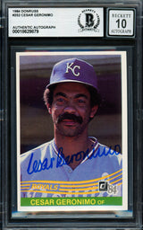 Cesar Geronimo Autographed 1984 Donruss Card #252 Kansas City Royals Auto Grade Gem Mint 10 Beckett BAS #18629879