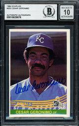 Cesar Geronimo Autographed 1984 Donruss Card #252 Kansas City Royals Auto Grade Gem Mint 10 Beckett BAS #18629876