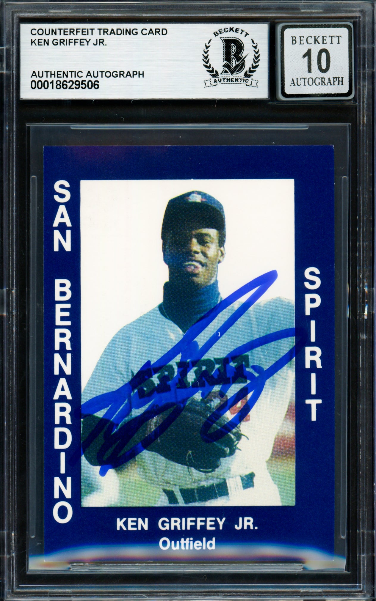 Ken Griffey Jr. Autographed 1988 California League Rookie Card #34 San Bernardino Spirit Auto Grade Gem Mint 10 Beckett BAS #18629506