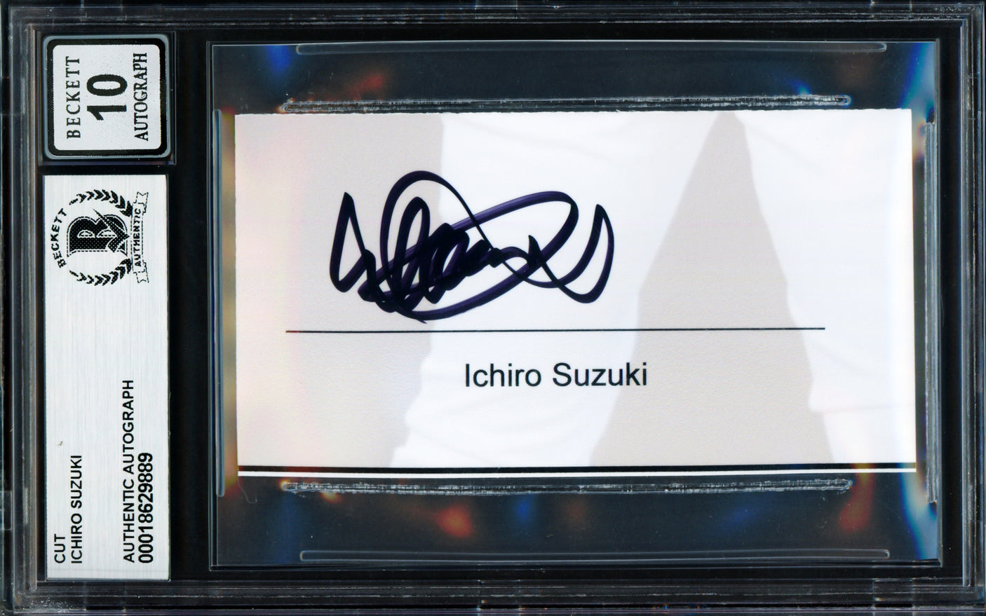 Ichiro Suzuki Autographed 2x3.5 Cut Signature Seattle Mariners Auto Grade Gem Mint 10 Beckett BAS #18629889