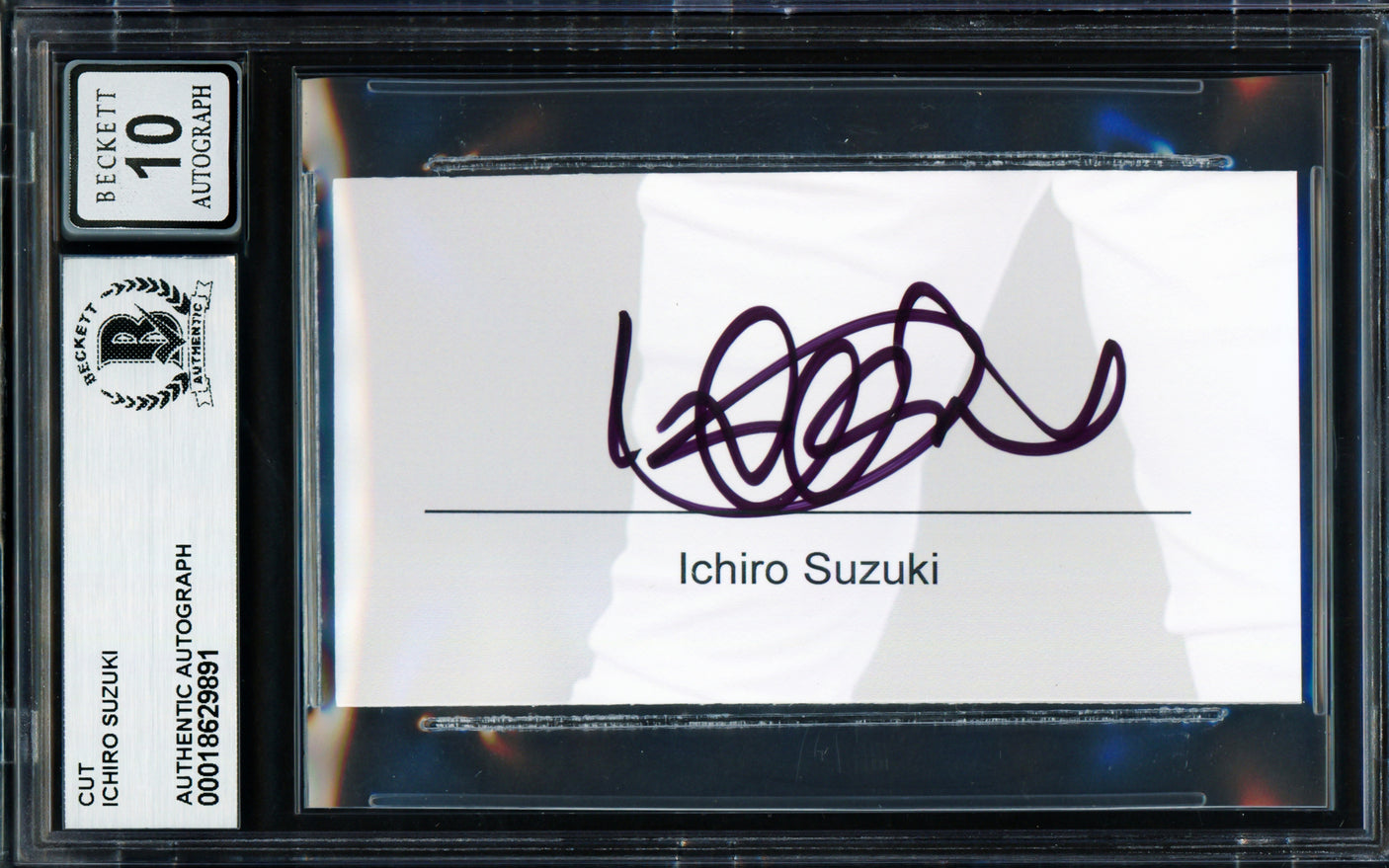 Ichiro Suzuki Autographed 2x3.5 Cut Signature Seattle Mariners Auto Grade Gem Mint 10 Beckett BAS #18629891