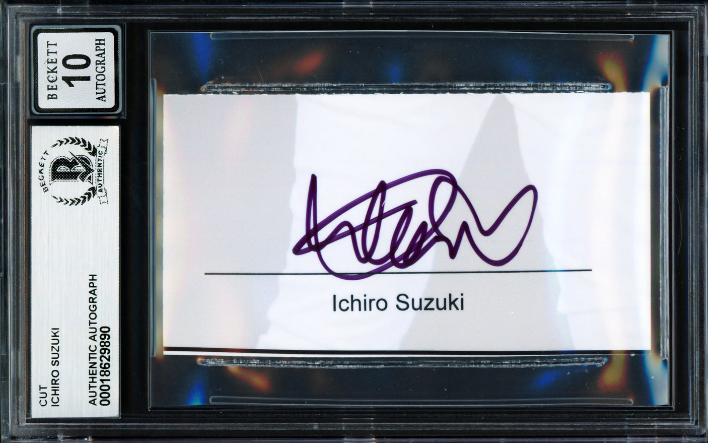 Ichiro Suzuki Autographed 2x3.5 Cut Signature Seattle Mariners Auto Grade Gem Mint 10 Beckett BAS #18629890