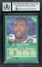 Reggie White Autographed 1991 Fleer Card #336 Philadelphia Eagles Auto Grade Gem Mint 10 Beckett BAS #18629621