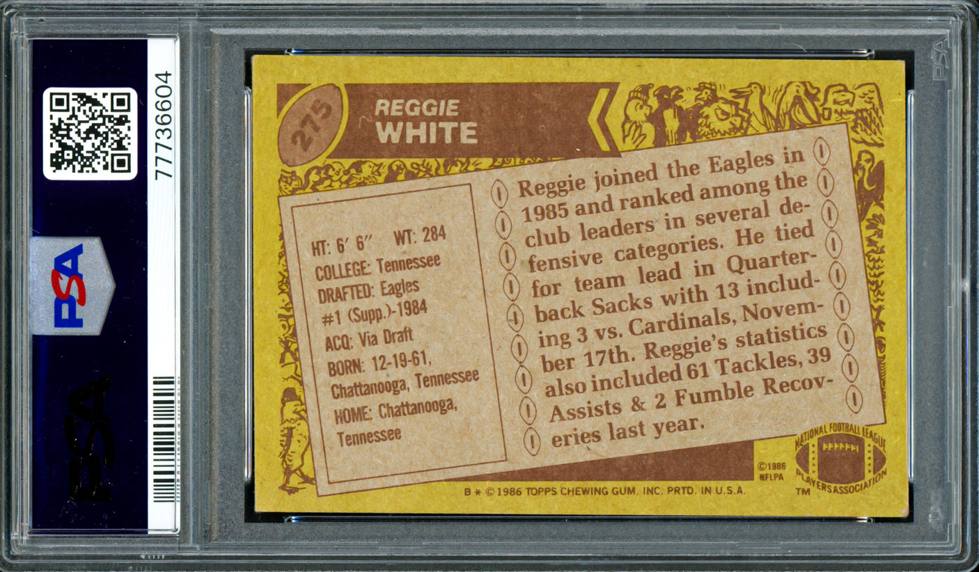 Reggie White Autographed 1986 Topps Rookie Card #275 Philadelphia Eagles PSA/DNA #77736604