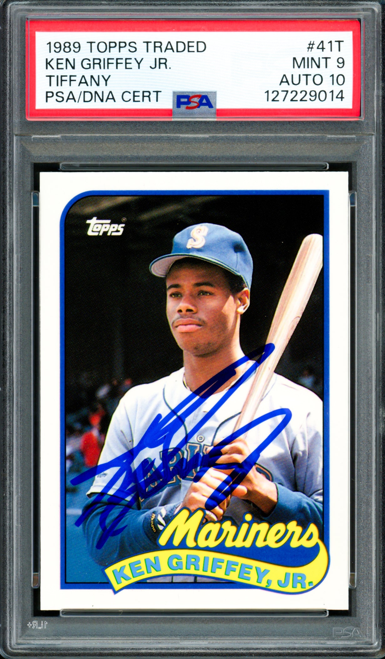 Ken Griffey Jr. Autographed 1989 Topps Traded Tiffany Rookie Card #41T Seattle Mariners PSA 9 Auto Grade Gem Mint 10 PSA/DNA #127229014