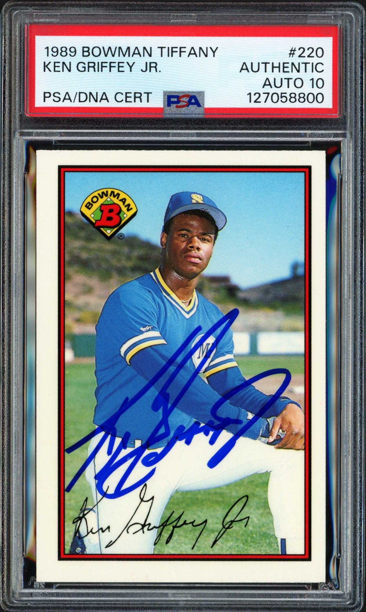 Ken Griffey Jr. Autographed 1989 Bowman Tiffany Rookie Card #220 Seattle Mariners Auto Grade Gem Mint 10 PSA/DNA #127058800