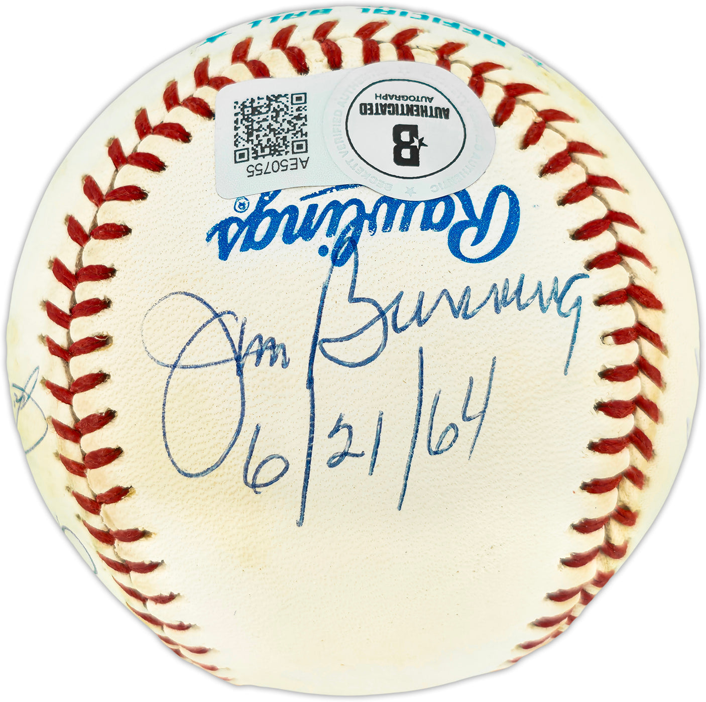 Perfect Game Pitchers Autographed Official AL Baseball With 7 Signatures Including Sandy Koufax Beckett BAS QR #AE50755