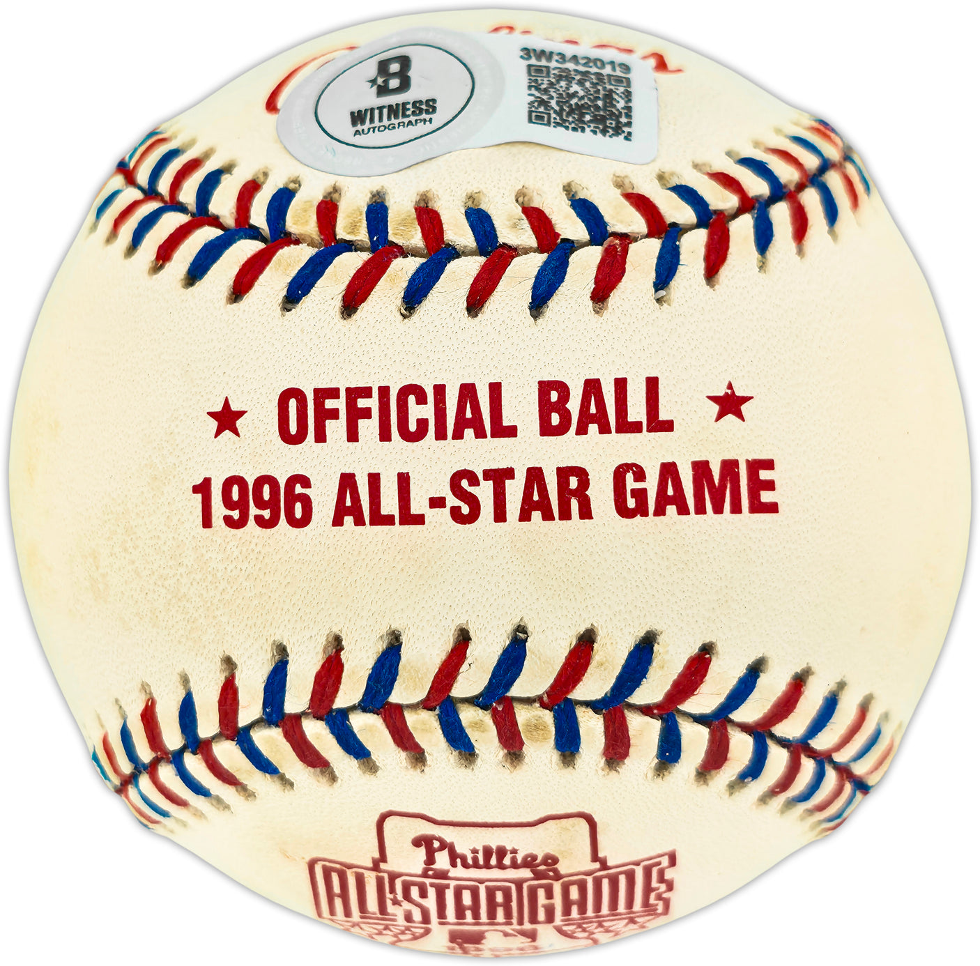 Ken Griffey Jr. Autographed Official 1996 All Star Game Logo Baseball Seattle Mariners Beckett BAS Witness #3W342019