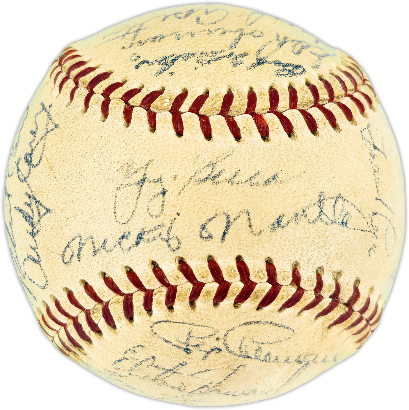 1955 New York Yankees Autographed Official Harridge AL Baseball With 30 Signatures Including Mickey Mantle Beckett BAS QR #AE33059
