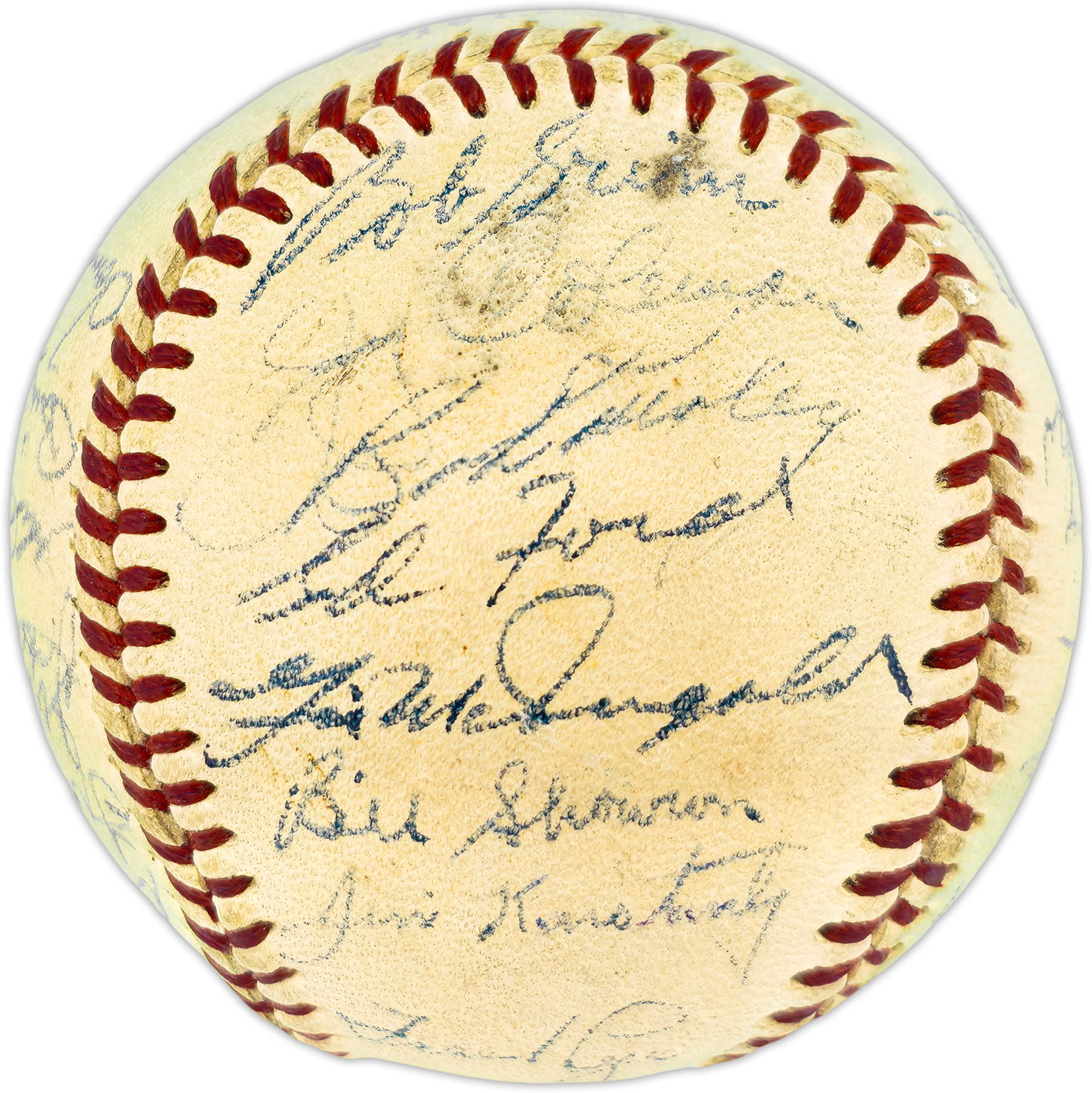 1955 New York Yankees Autographed Official Harridge AL Baseball With 30 Signatures Including Mickey Mantle Beckett BAS QR #AE33059
