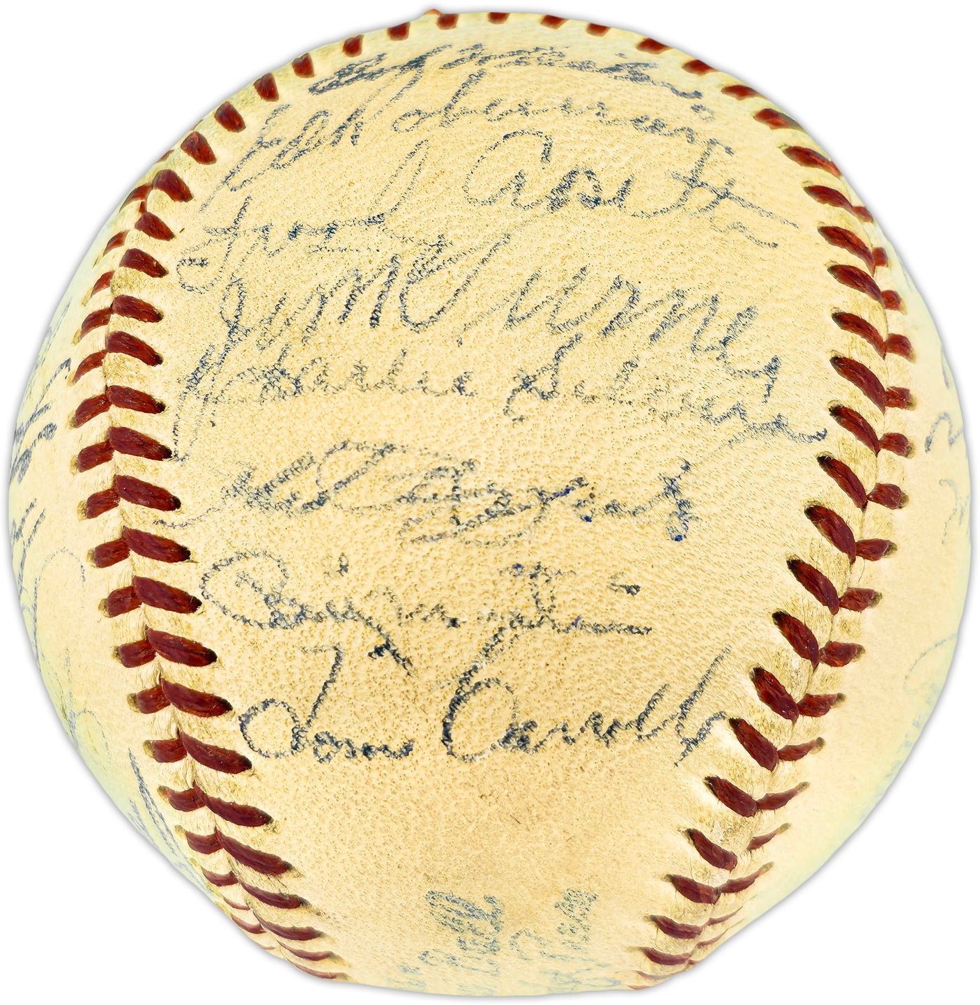 1955 New York Yankees Autographed Official Harridge AL Baseball With 30 Signatures Including Mickey Mantle Beckett BAS QR #AE33059
