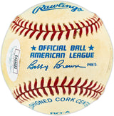 Reggie White Autographed Official AL Baseball Philadelphia Eagles, Green Bay Packers "1st Cor 13" JSA #ZZ04045