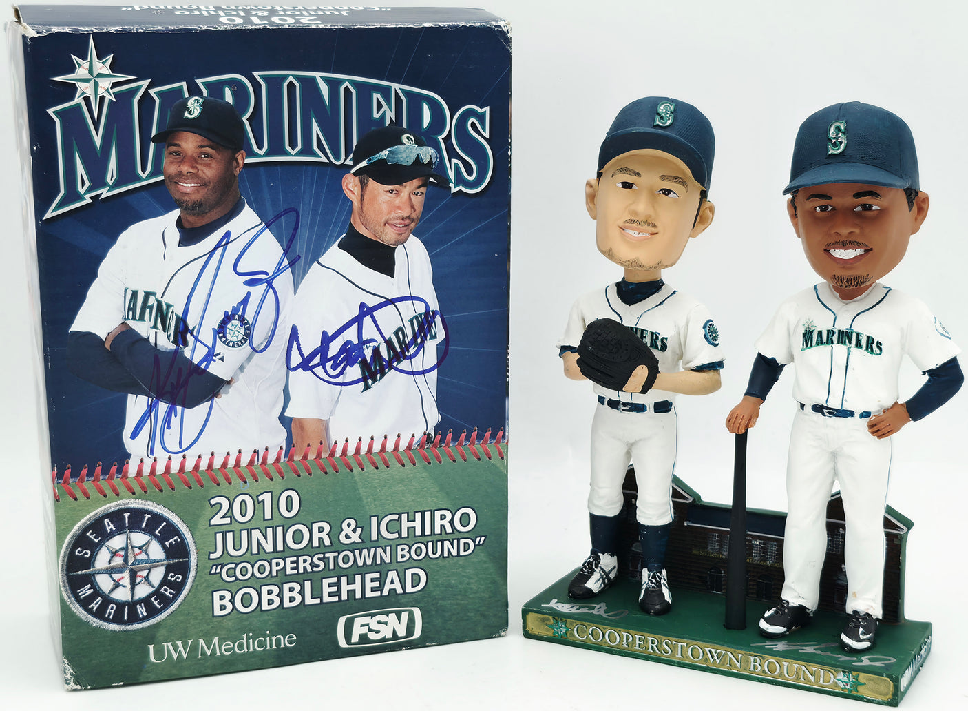 Ken Griffey Jr. & Ichiro Suzuki Autographed 2010 Cooperstown Bound Bobblehead & Box (Dual-Signed Each) Seattle Mariners Beckett BAS Witness #2W266217 & 2W266218