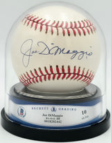 Joe Dimaggio Autographed Official AL Baseball New York Yankees Auto Grade Gem Mint 10 Beckett BAS #18282442