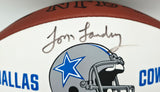 Tom Landry & Roger Staubach Autographed Official NFL Dallas Cowboys Logo White Football JSA #YY62144