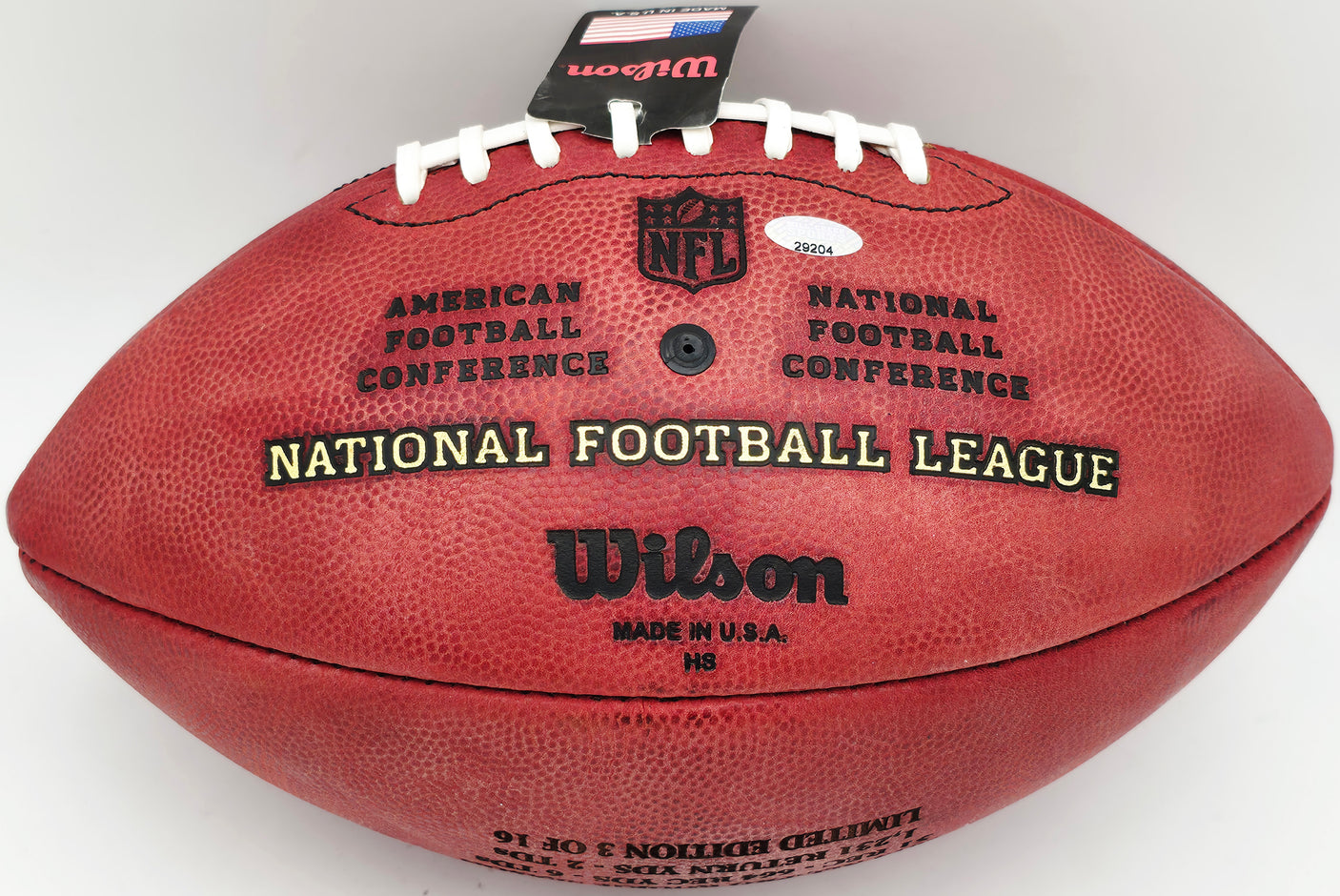 Tyler Lockett Autographed Official NFL Leather Stats Football Seattle Seahawks MCS Holo #29204