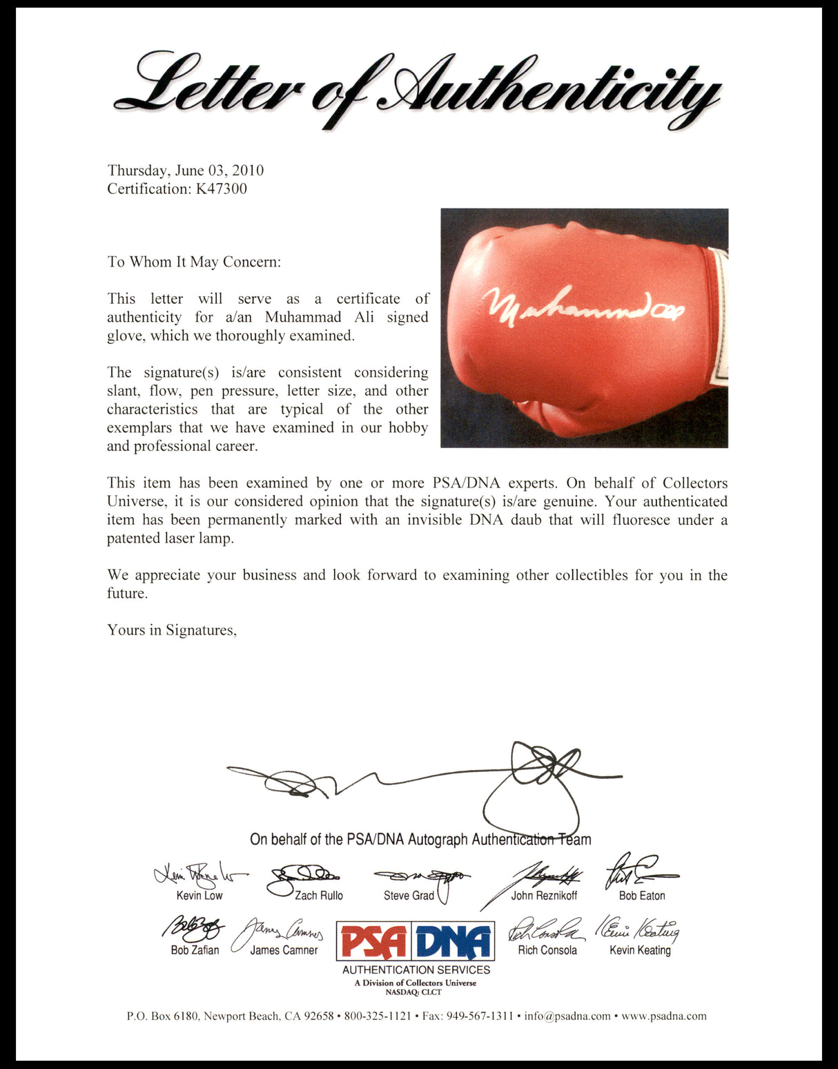 Muhammad Ali Autographed Red Everlast Boxing Glove RH PSA/DNA #K47300