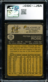 Pete Rose Autographed 1973 Topps Card #130 Cincinnati Reds CGC x JSA #6078174041