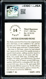 Pete Rose Autographed 1976 SSPC Card #41 Cincinnati Reds Card Grade 10 Auto Grade Gem Mint 10 CGC x JSA #6078174021
