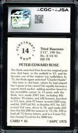 Pete Rose Autographed 1976 SSPC Card #41 Cincinnati Reds Card Grade 10 CGC x JSA #6078174018