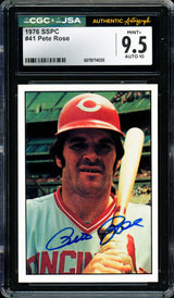 Pete Rose Autographed 1976 SSPC Card #41 Cincinnati Reds Card Grade 9.5 Auto Grade Gem Mint 10 CGC x JSA #6078174026