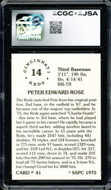 Pete Rose Autographed 1976 SSPC Card #41 Cincinnati Reds Card Grade 9.5 Auto Grade Gem Mint 10 CGC x JSA #6078174026