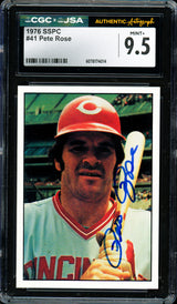 Pete Rose Autographed 1976 SSPC Card #41 Cincinnati Reds Card Grade 9.5 CGC x JSA #6078174014